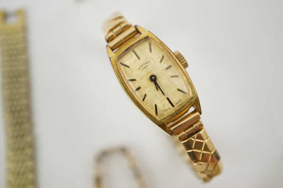 XX REMOVE ROLEX XX, A collection of watches and a bangle, comprising: two Seiko quartz watches; a manual winding watch by Larex; a quartz watch by Eterna; a quartz watch by Rotary; and a quartz watch by Pulsar; together